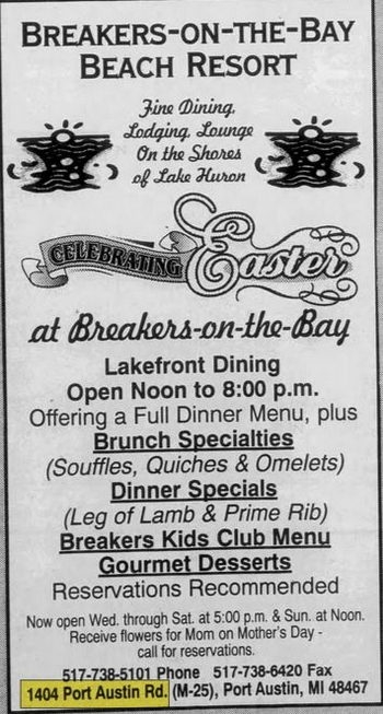 The Breakers Restaurant and Motel (Castaways) - Apr 2000 Ad (newer photo)